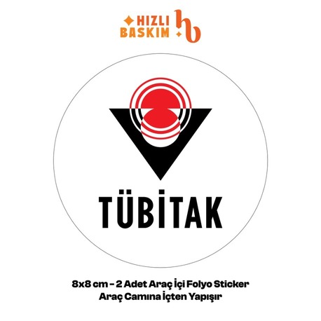 Tübitak Logo 8x8 cm 2 Adet | Araç Ön Cam Sticker