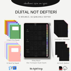 12 Bölmeli 24 Şablonlu Siyah Sayfalı Defter