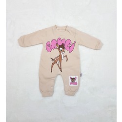 Çıt çıtlı geyik desen baskılı baby tulum