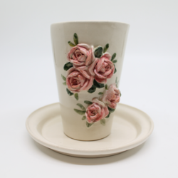Flora Bardak / Pembe-Beyaz