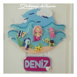 deniz kızı temalı kapı süsü