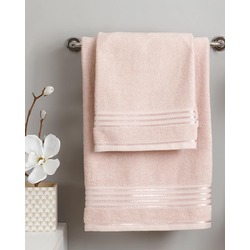 English Home Romantic Stripe Pamuklu Floşlu Banyo Havlusu Takımı Pudra