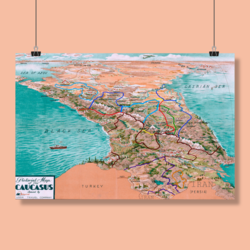 Resimli Kafkasya Haritası (1930) | 32x48 cm
