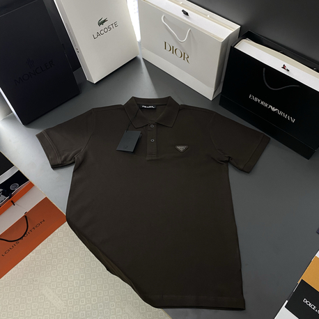 PRADA YAKALI T-SHİRT (KAHVE)
