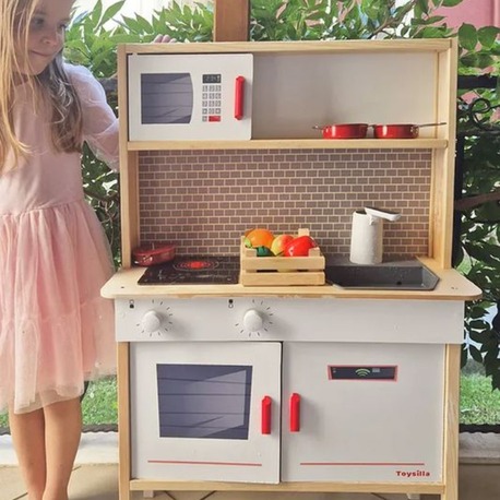 Toysilla Musluktan Su Akan ve LED'li Ahşap Çocuk Mutfak Seti - T1026