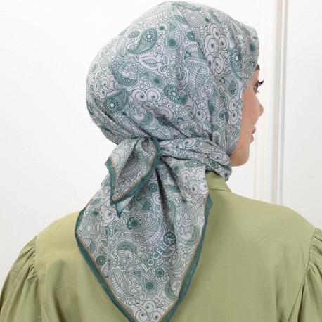 LOCELLA PAMUK VUAL CANLI YEŞİL EŞARP
