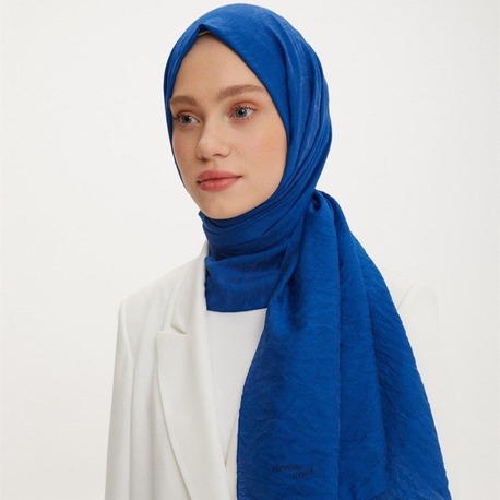 ARMİNE TREND OUTLET SAKS MAVİ ORGANİK KOTON ŞAL