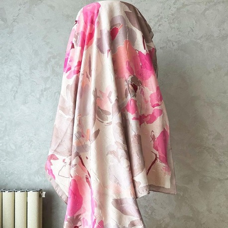 GİZEM DESEN GÜL KURUSU PEMBE BAMBU KRAŞ ŞAL