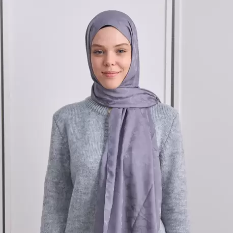 KIVRIM DESEN İPEKSİ JAKAR KOYU GRİ ŞAL