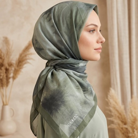 FRESH PAMUK PAPATYA DESEN HAKİ EŞARP
