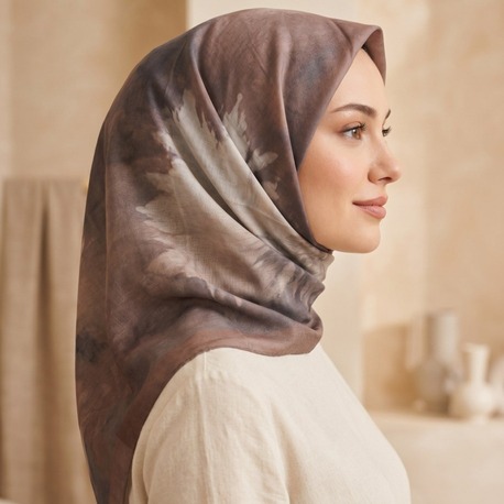 FRESH PAMUK PAPATYA DESEN KAHVE EŞARP