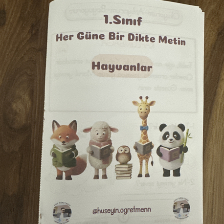 Hayvanlar-Her Güne Bir Dikte Metin 1. Sınıf