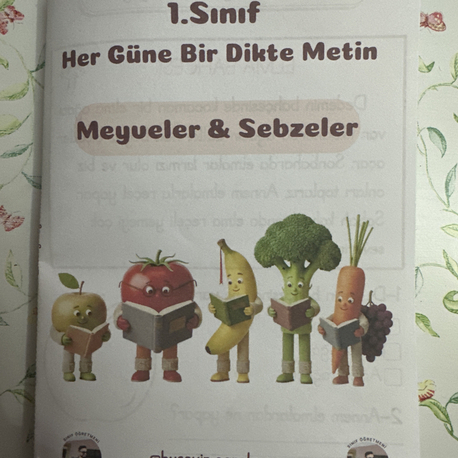 Meyveler-Sebzeler Her Güne Bir Dikte Metin 1. Sınıflar