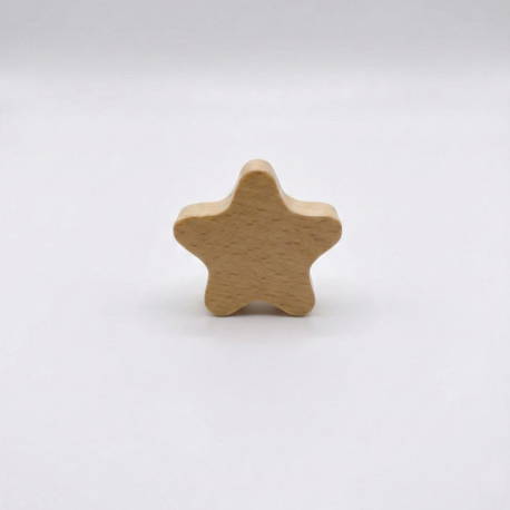 Ahşap Yıldız Kulp - Doğal Kayın Dolap Çekmece Kulpu (5x5 cm)