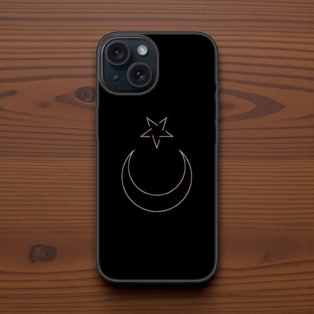 iPhone Uyumlu Siyah Ay Yıldız Tasarımlı Kılıf