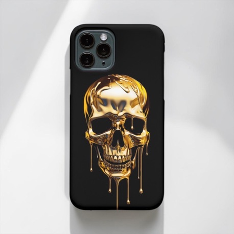 iPhone Uyumlu Eriyen Altın Kafatası Tasarımlı Kılıf