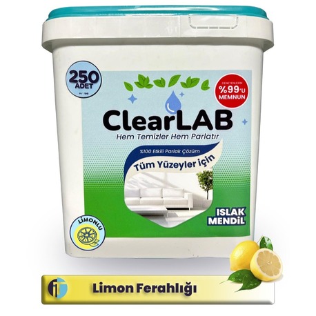 ClearLab - Yüzeyler için Islak Temizlik Mendili / Havlusu – 250’li Kova Ambalaj