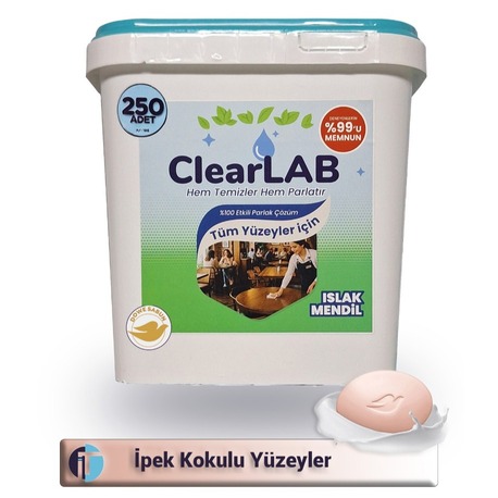 ClearLab – Yüzeyler için Islak Temizlik Mendili / Havlusu – 250’li Kova Ambalaj / Dowe Sabun