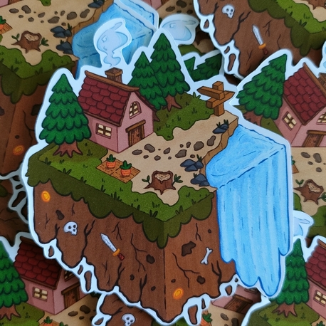 Isometric Land tekli sticker