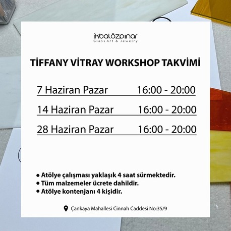Günübirlik Tiffany Tekniğinde Vitray Atölyesi