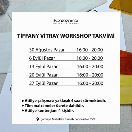 Günübirlik Tiffany Tekniğinde Vitray Atölyesi