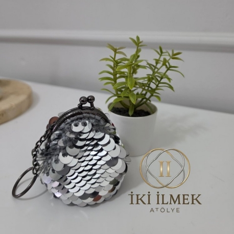 Vintage Klipsli Pullu Şık Mini Cüzdan | Çanta Süsü