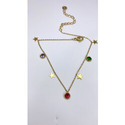 Çelik - Renkli Taşlı Yıldızlı Halhal