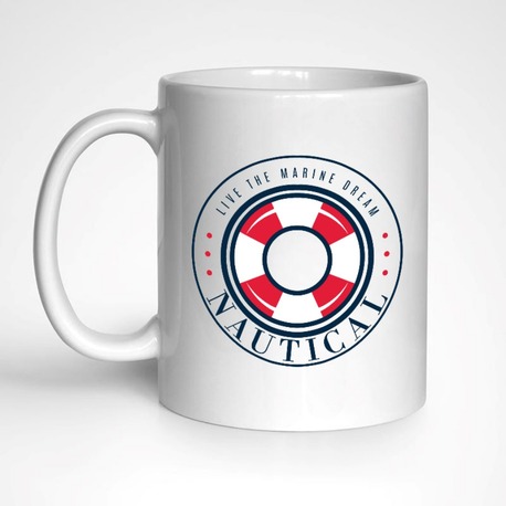 Denizcilik Rozeti 4 Temalı Beyaz Kupa Bardak, Mug, Hediyelik, Marin, Deniz, Tekne, Sailing