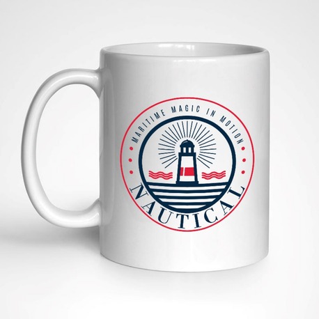 Denizcilik Rozeti 2 Temalı Beyaz Kupa Bardak, Mug, Hediyelik, Marin, Deniz, Tekne, Sailing