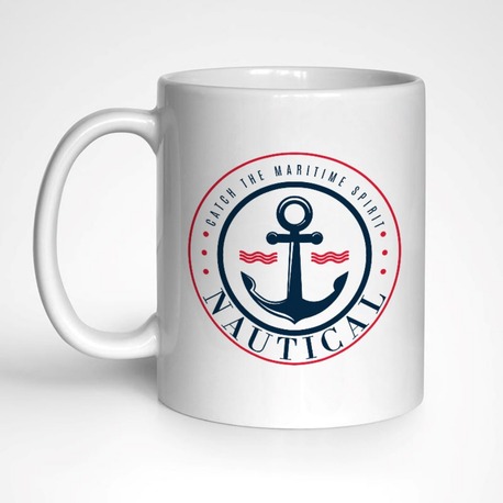 Denizcilik Rozeti 1 Temalı Beyaz Kupa Bardak, Mug, Hediyelik, Marin, Deniz, Tekne, Sailing