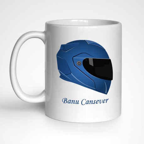 Kişiye Özel İsimli Hediyelik – Mavi Kask Motosiklet Temalı Kupa, Mug
