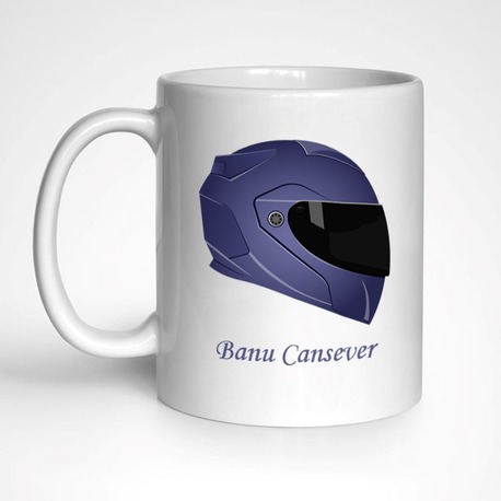 Kişiye Özel İsimli Hediyelik – Mavi Kask Motosiklet Temalı Kupa, Mug