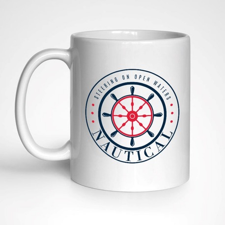 Denizcilik Rozeti 3 Temalı Beyaz Kupa Bardak, Mug, Hediyelik, Marin, Deniz, Tekne, Sailing