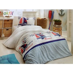 Akfil Ranforce Tek Kişilik %100 Pamuk Nevresim Takımı  DENİZCİ