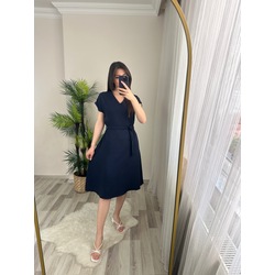LADY KUŞAKLI CEPLİ A KESİM AYROBİN ELBİSE