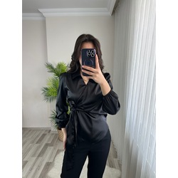 ELVY BAĞLAMALI KRUVAZE GÖMLEK SİYAH