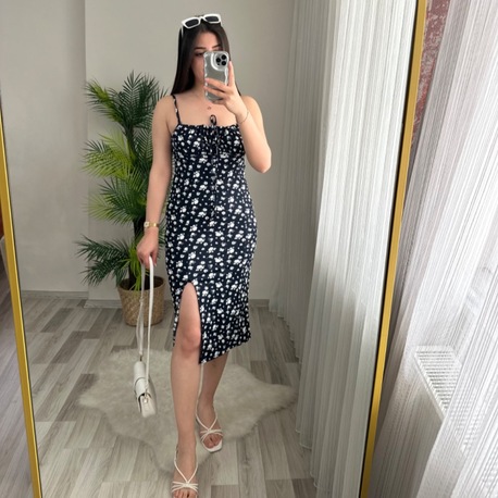 FULL LİKRALI ASKILI SUMMER ELBİSE