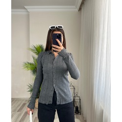 LYNA FÜME PREMİUM DÜĞMELİ TRİKO HIRKA