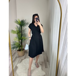 LADY KUŞAKLI CEPLİ A  KESİM AYROBİN ELBİSE