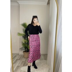  TOK SATEN PEMBE LEOPAR ETEK
