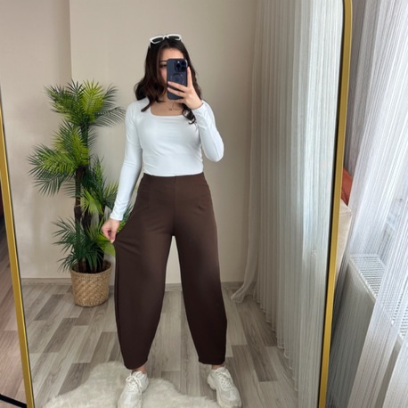 FUL LİKRALI BELİ LASTİKLİ BALON PANTOLON