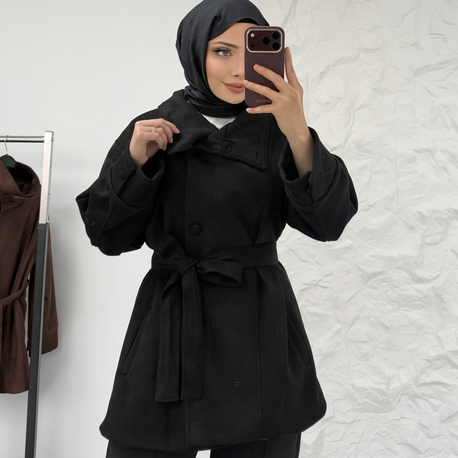 SİYAH/ SÜET TRENÇKOT