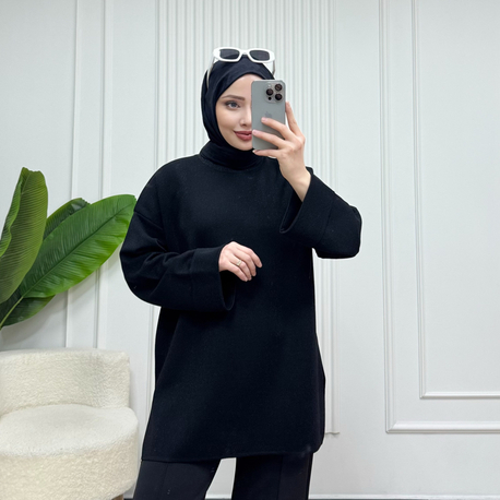 SİYAH / SİMLİ TRİKO KAZAK