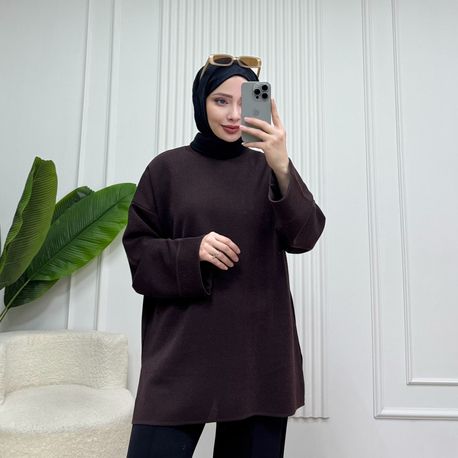 KAHVE/ SİMLİ TRİKO KAZAK