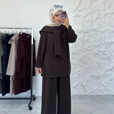 KAHVE / ÜÇLÜ ŞALLI TAKIM