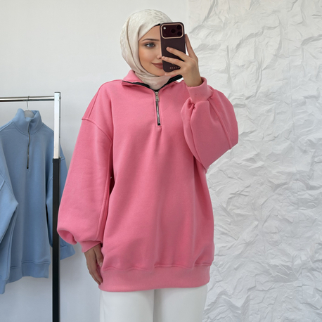 ŞEKER PEMBE/ FERMUARLI SWEAT