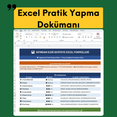 Excel Pratik Yapma Dokümanı-Sıfırdan İleri Seviye