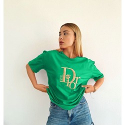 İLHAM BUTİK erlDİOR Bisiklet yaka basic nakışlı tişort AS15