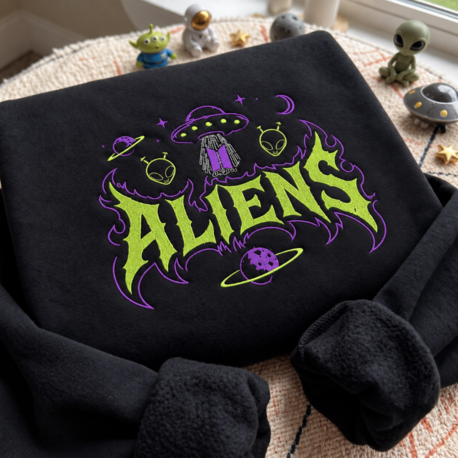 Aliens Nakışlı Sweatshirt
