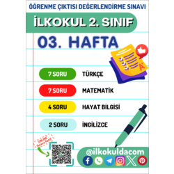 2. Sınıf 03. Hafta (23-27 Eylül) Öğrenme Çıktısı Sınavı (ÖÇS)